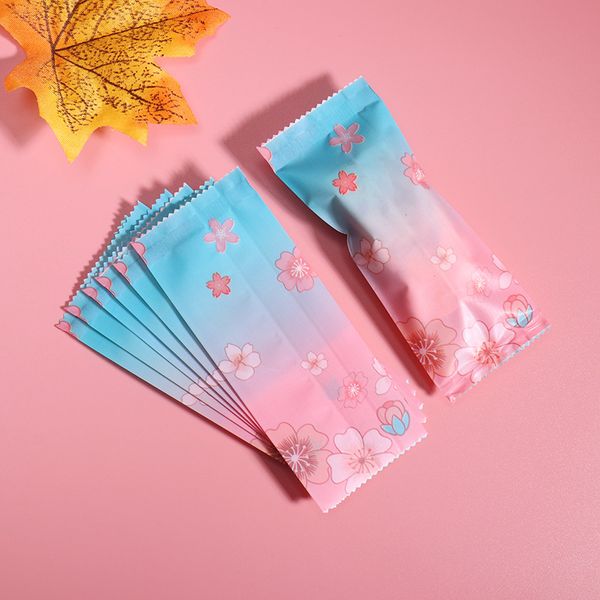 

200pcs/lot nougat wrapping bag gradient fresh flower handmade diy multi color plastic candy packaging milk taffy candy wrapper