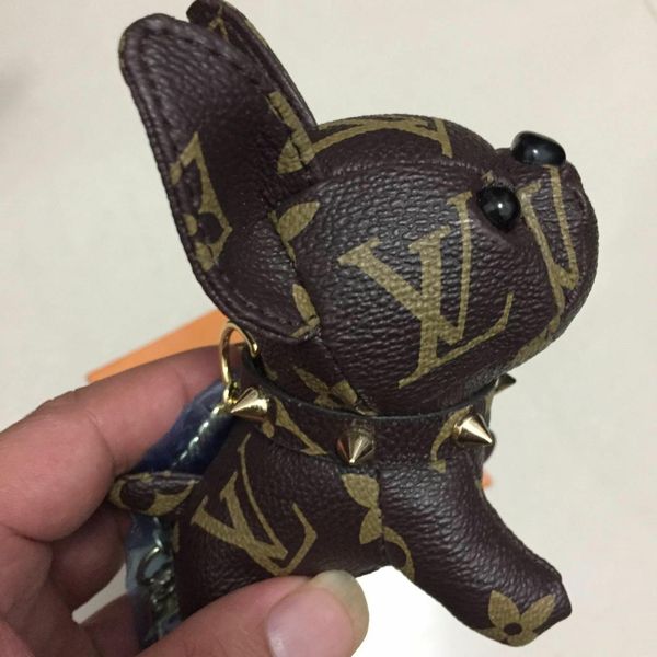 

2019 new de ign real cow leather french bulldog key chain brand de ign french bulldog key chain pendant