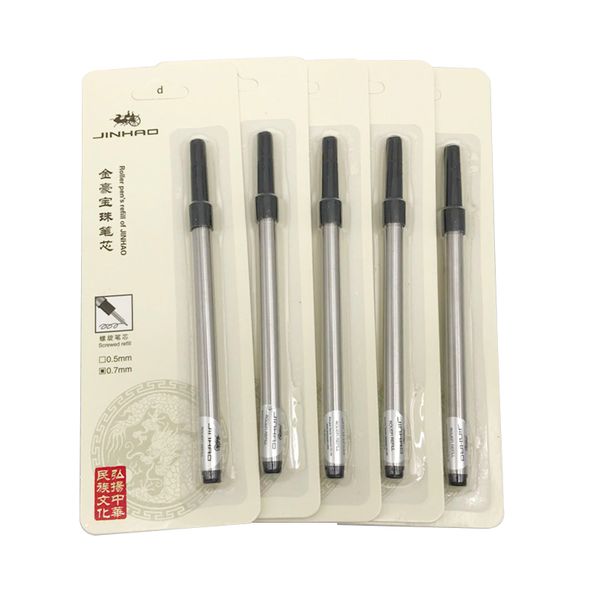 

5pcs/lot jinhao roller pen's refill screw type 0.7mm black blue ink screw refills for rollerball pen 112mm length, Black;red