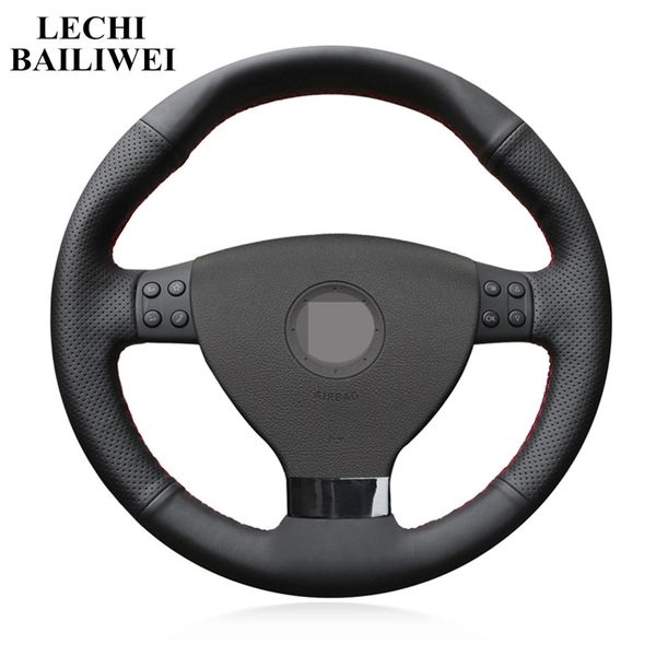 

artificial leather steering wheel cover diy black hand-stitched car steering wheel covers for vw eos 5 2005-2008
