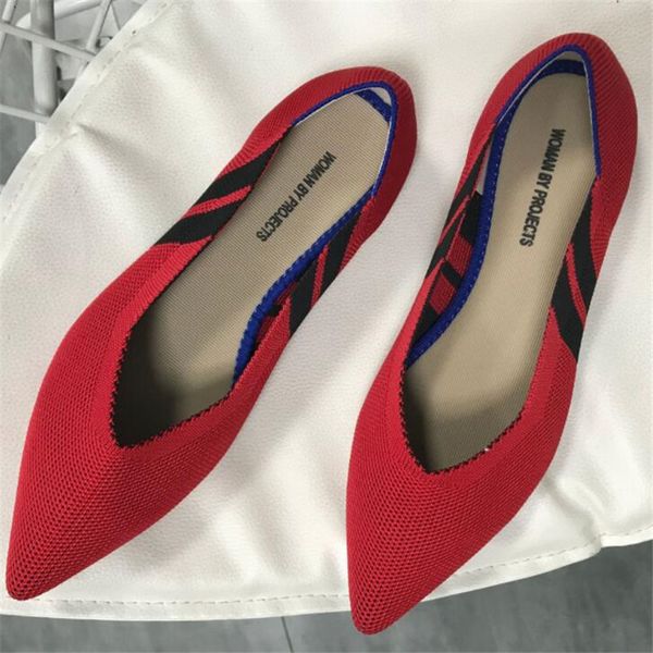 

new flat pointed ballet women's singles shoes soft bottom wool knit casual comfortable breathable sneakers women's shoes, Black