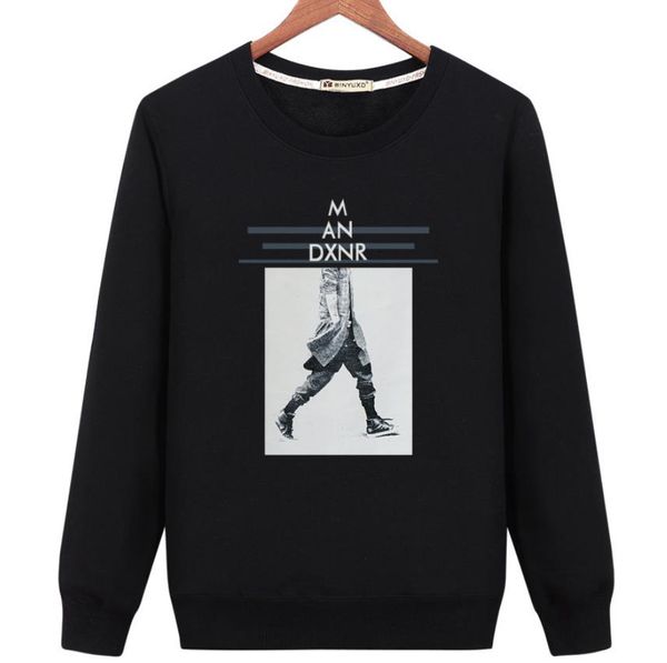 

2019 top trend mens толстовки сыпучие печати красивый парень в плаще patterndesign длинные рукава o шеи пуловер man sport hoodie бесплатная, Black