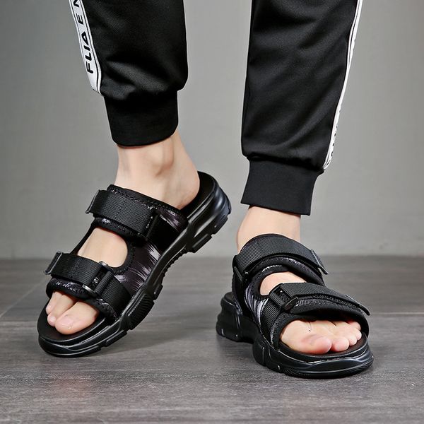 

summer sandals men sandals for men shoes genuine leather, Black