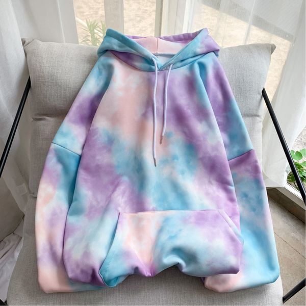 

hip hop hoodies men's fashion printing tie dyed casual hooded sweatshirt men streetwear wild loose camo hoodie mens hoody, Black