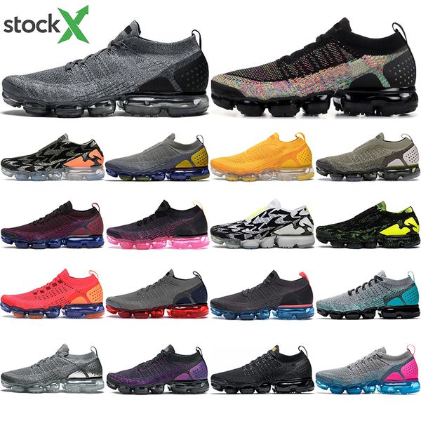 

with socks fly 2.0 men women running shoes volt triple black white olympic knit mens trainers cushion athletic sneakers sports 36-45, White;red