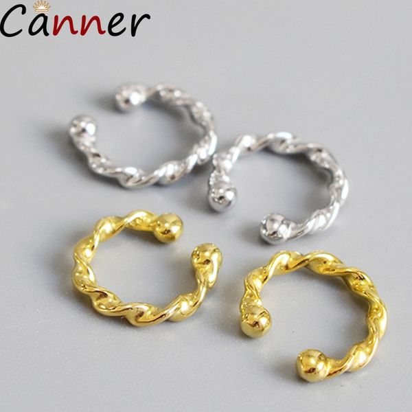 

canner s925 sterling silver minimalist ear clip cuff wrap earrings no piercing-clip hollow out u pattern statement jewelry