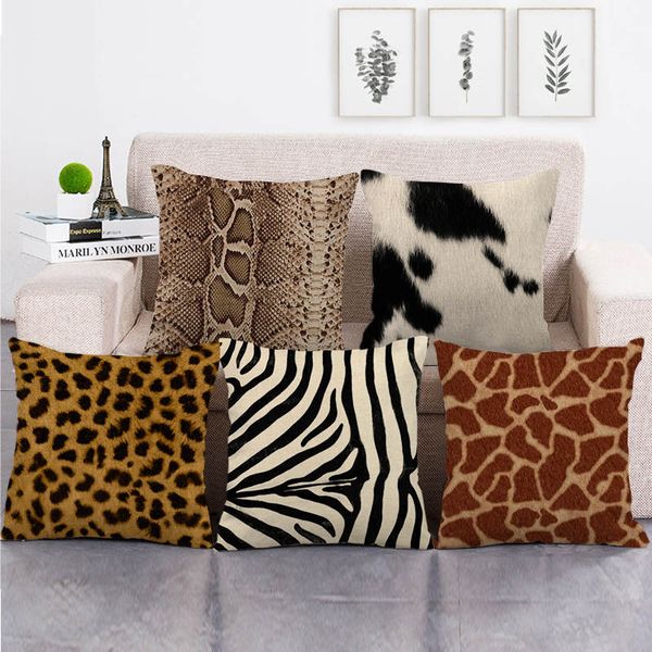 

45cm*45cm the skin of fierce animals design linen/cotton throw pillow covers couch cushion cover home decor pillow