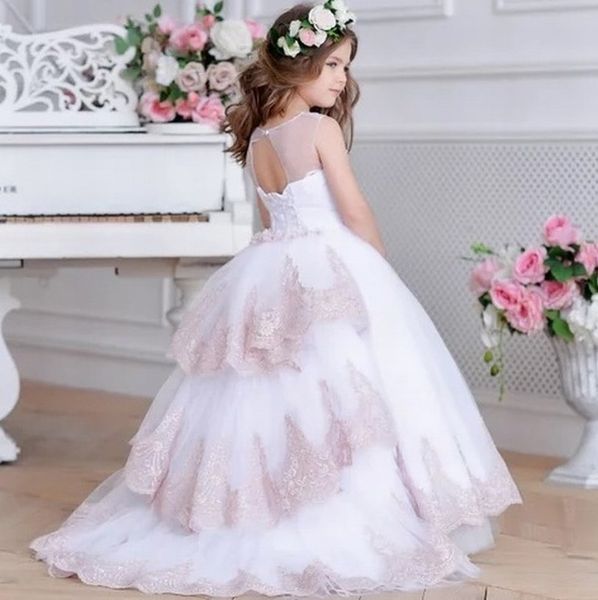 

new style princess pageant flower girl dress kids wedding party birthday bridesmaid prom children gown gna7, White;red
