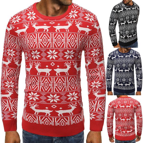 

men's sweaters, ping'an deer printed sweaters,round necked slim fit sweaters,sweaters, ,red sweaters,streetwear,men sweater, White;black