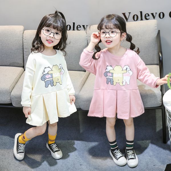 

girls' sweater dress 2019 spring new korean version of the foreign leisure 1-3 years old female baby cute dress clothes, Red;yellow