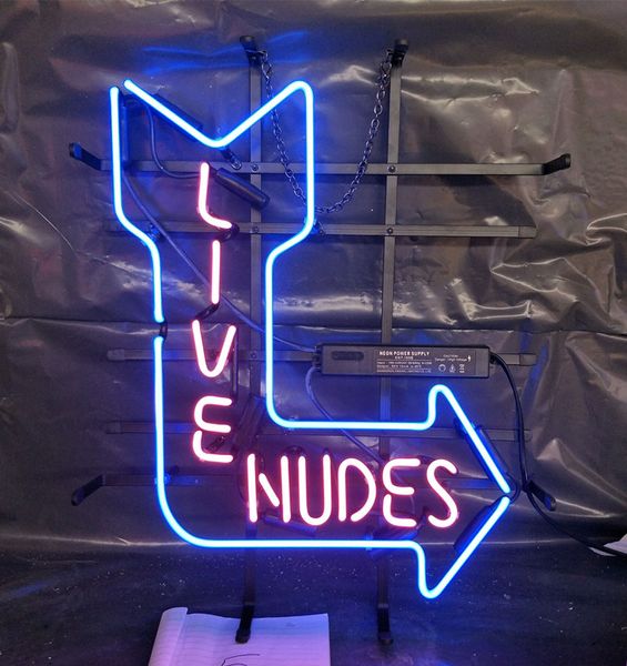 

live nudes neon sign light bar advertising entertainment decoration art display real glass lamp metal frame 17'' 24'' 30