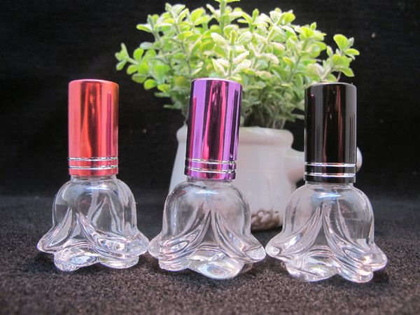 

6ml refillable glass perfume bottles atomiser rose shape spray parfum bottles cosmetic containers