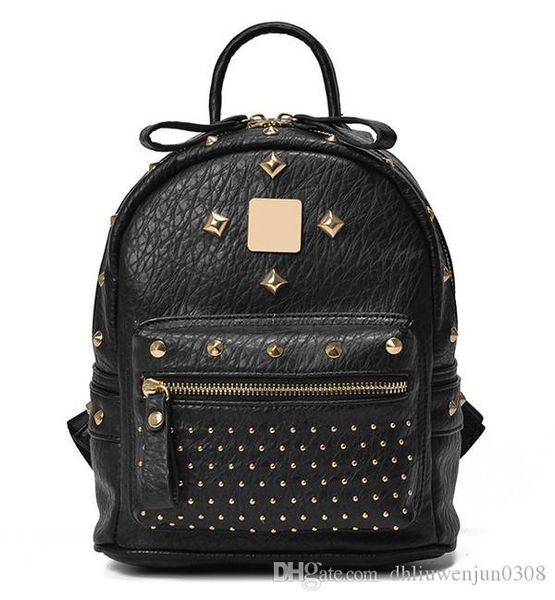

women leather backpack lady girls travel women bags rivet backpacks student school bag mochila feminina