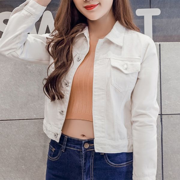 

outwear clothes short bomber jacket women loose long sleeve jeans loose casual jacket retro cowboy denim short coat, Black;brown