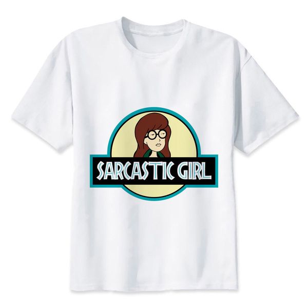 

daria sarcastic girl t shirt men summer fashion cartoon t-shirt funny white print o-neck print male men tees streetwear, White;black