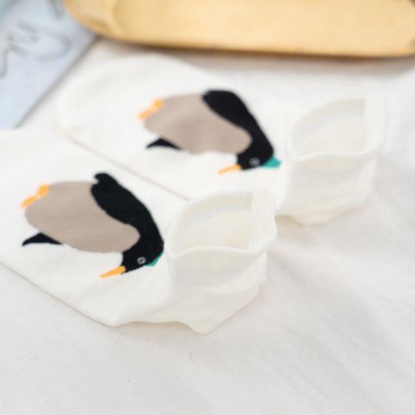 

knitting bear whale penguin women socks fashion cotton invisible funny socks 1 pair dropship suppliers, Black;white