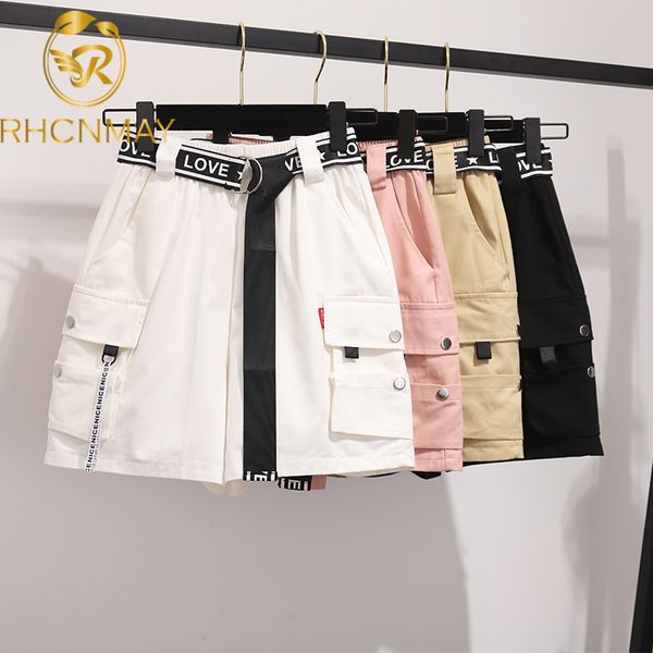 

women's shorts 2021 hip hop women bf large pocket cargo harajuku loose korean ulzzang trendy street summer, White;black