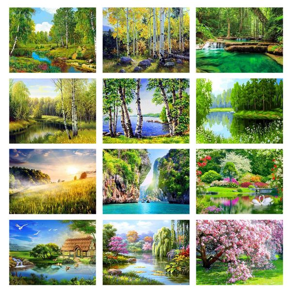 

5d diamond embroidery full display spring diamond mosaic full round cross stitch diamond painting nature landscape home decor