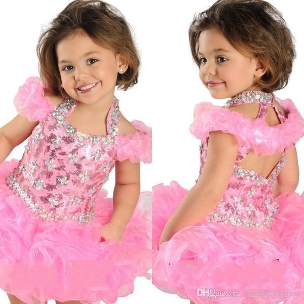

selling ball gown halter girls' pageant dress for toddler infancy short crystals beaded formal dresses handmade ruffle organza girls&#0, White;red