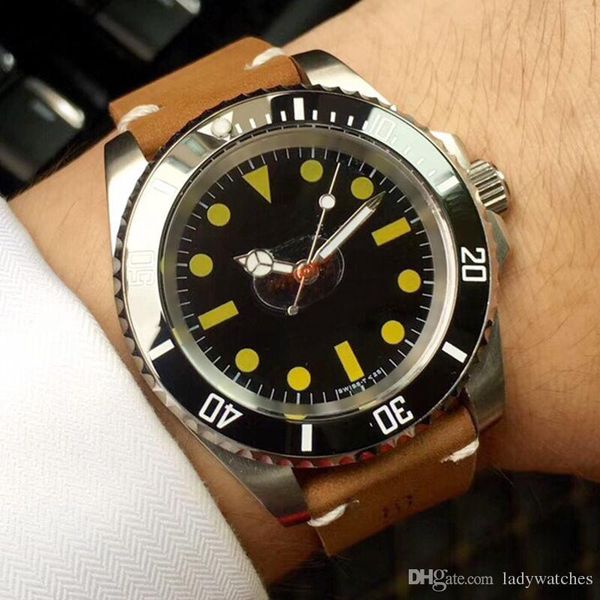 

luxury mens watch automatic mechanical movement stainless steel case sapphire mirror brown calfskin strap super luminous with box a295, Slivery;brown