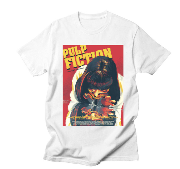 

2019 new fashion movie mia wallace pulp fiction t shirt men fashion summer quentin tarantino harajuku woman tees shirt short sleeve q883, White;black