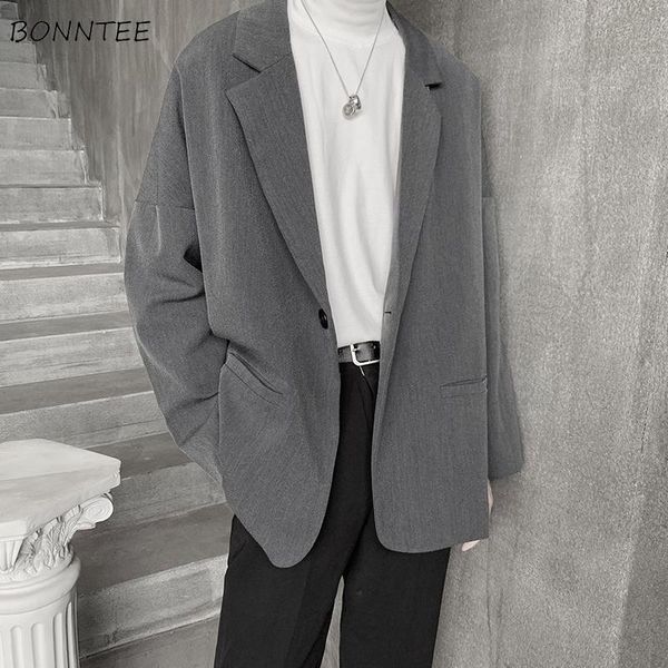 

blazers men spring single button loose pockets all-match trendy casual korean style retro mens suits ulzzang chic harajuku, White;black
