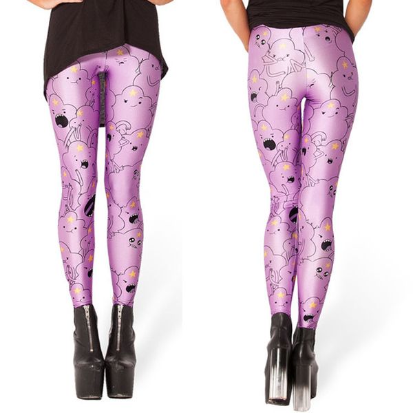 

western style women's pants purple cute princess leggings, Black