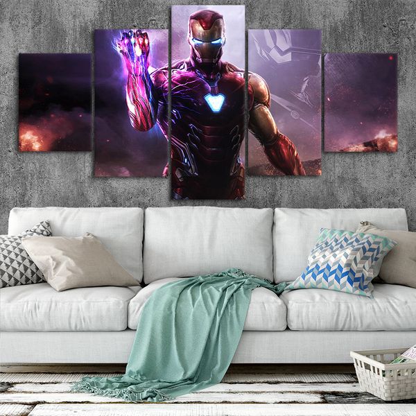 

iron man art canvas posters home decor wall art framework 5 pieces paintings for living room hd prints marvel pictures no.b