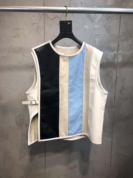 

2019 new ladies fashion sleeveless color matching vest 0802, Black;brown