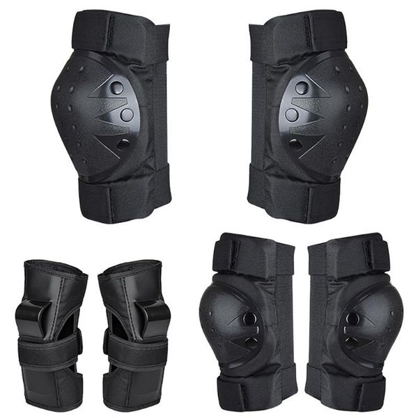 

6 pcs/set durable wrist guard adjustable adhesive skating protective gear elbow pad thick elastic band cycling high density knee, Black;gray