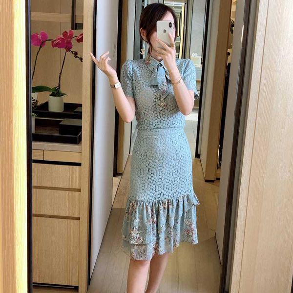 

summer runway skirt 2 piece set women 2020 new fashion lady outfits short sleeve lace and skirt matching sets, White