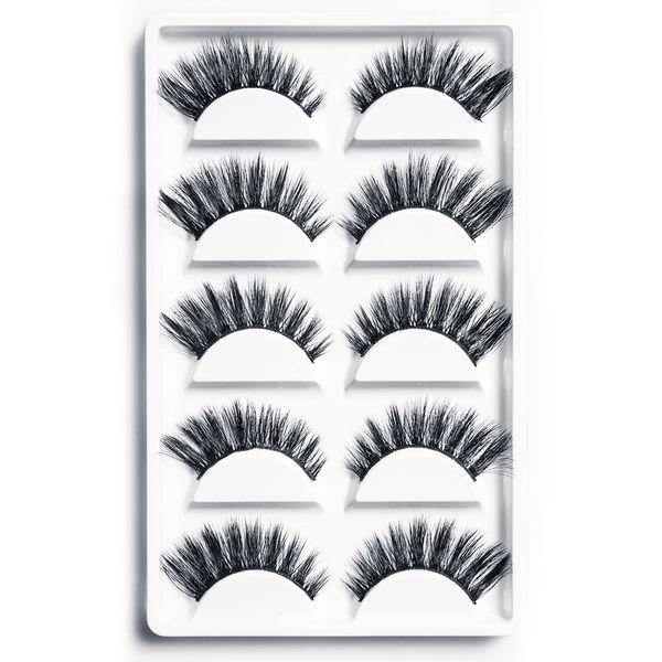 

5 pairs false eyelashes messy natural soft lashes makeup handmade thick lashes