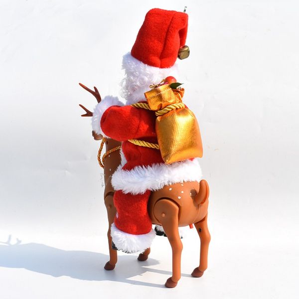 

christmas festival style toy cute santa claus with elk plastic cloth material moving voice funny safety decoration toys