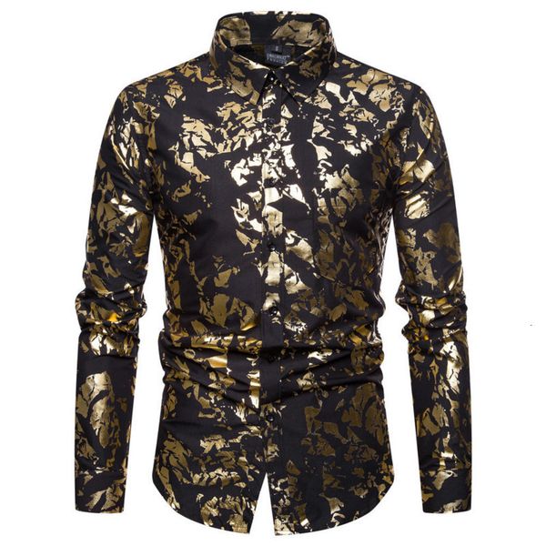 

2019 lente en herfst mode nieuwe mannen casual lange mouw shirt/mannen slim fit persoonlijkheid stamping revers shirt, White;black