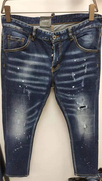 

new arrivals mens jeans designer washed motorcycle biker denim intac pants fashion slim zipper hip hop jeans italy size w44-54, Blue