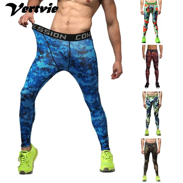 

vertvie мужчины фитнес joggings running колготки брюк высокой упругости сжатия спорт гетры быстрый голеностопного длина gym брюки, Black;blue