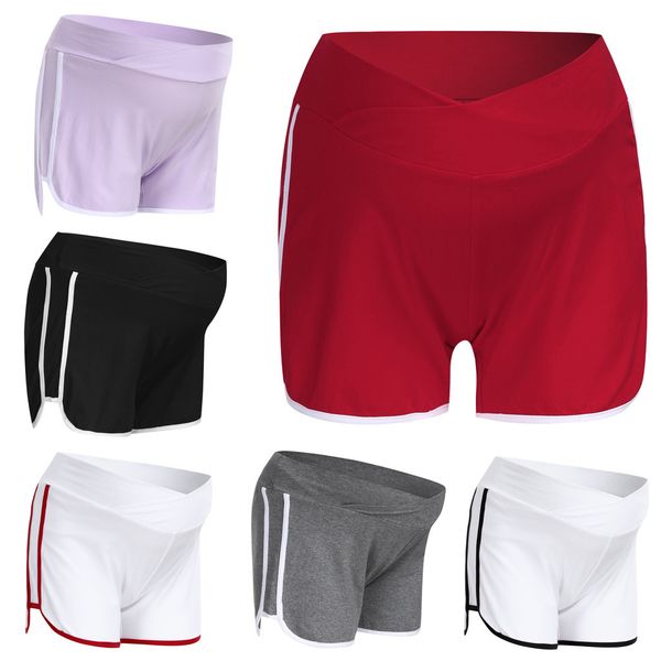 

women's maternity pants summer stretch wear pregnant women solid sports shorts women pregnant clothes maternity shorts casual, Black