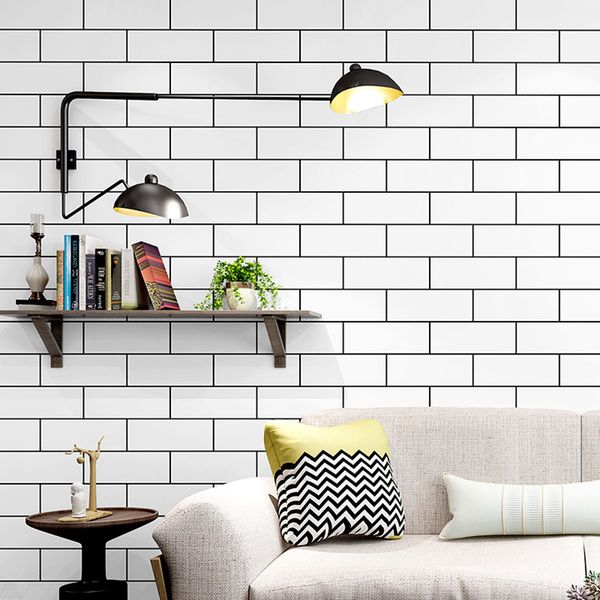 Black White brick design check Texture 3D Wave Wallpaper Rotolo di carta da parati di lusso moderno di qualità vinilica