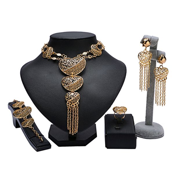 

fashion dubai gold colorful jewelry set nigerian wedding woman accessories jewelry set african beads heart designer, Silver