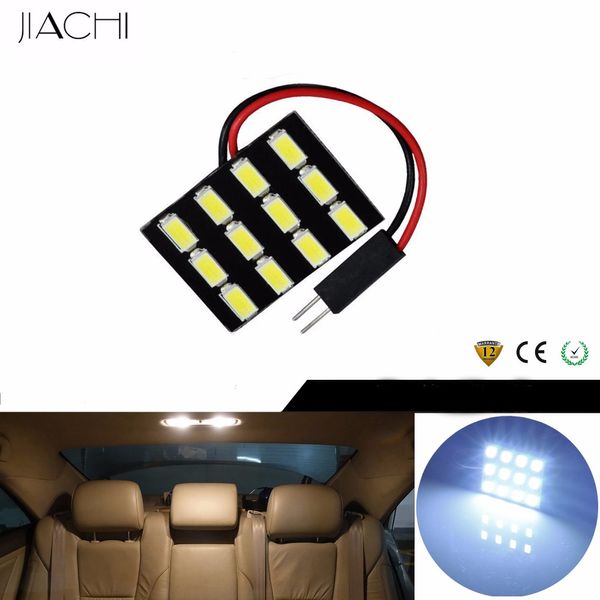 

jiachi 100pcs/lot auto panel dome led car interior led dome map lights 5730 smd 12leds with t10 c5w ba9s 3 adapters white dc 12v