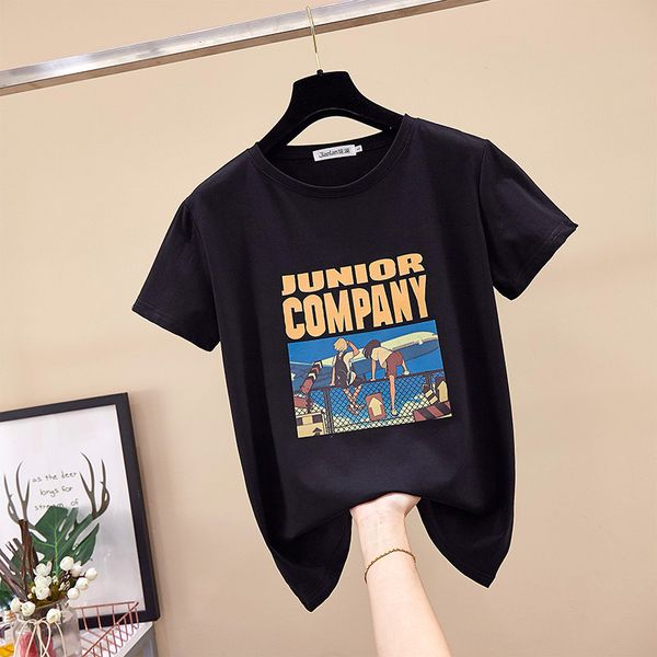 

t-shirt women's cotton short-sleeved loose summer 2020 new coat home service women were thin fashion p printing, Blue;gray