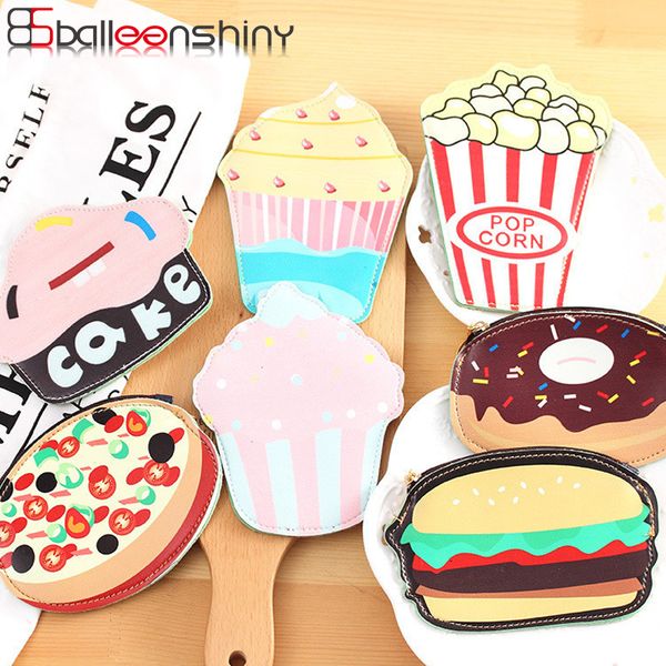 

balleenshiny pu creative hamburger cake coin purse card keys tissue storage hand bags travel portable decorative key chains gift
