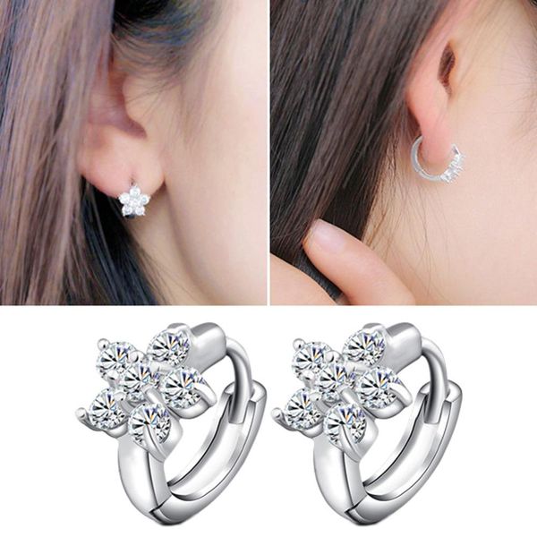 

1pair elegant silver plated snowflake shape ear hoop earrings female charm jewelry gifts drop shipping ear-0679, Golden;silver