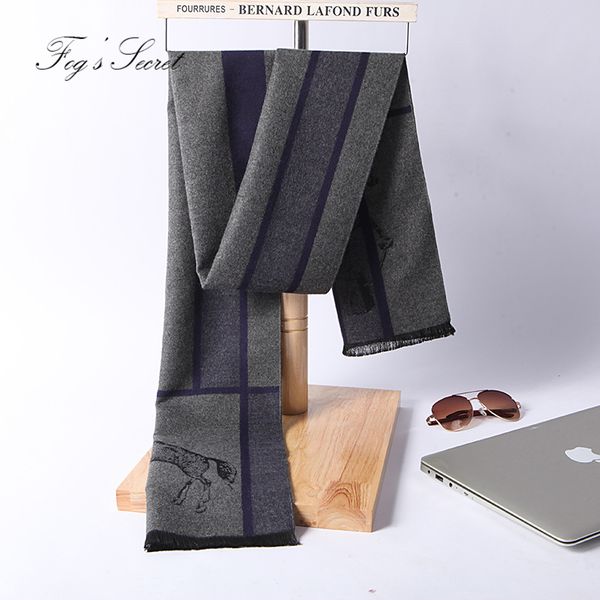 

men scarf 2018 autumn winter vintage soft plaid scarf men's imitation cashmere brand business casual scarfs, Blue;gray