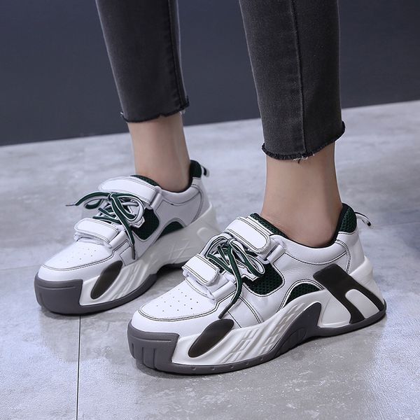 

new sneakers women platform shoes chunky sneakers ladies casual shoes breathable women flats thick bottom shoe zapatos mujer, Black