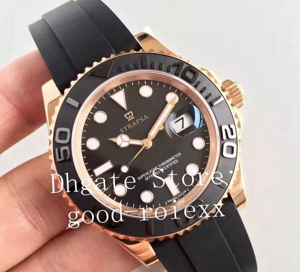 

luxury rose gold sapphire watches mens automatic eta 3135 watch men dive rubber strap 126655 n noobf v12 version 116655 wristwatches, Slivery;brown