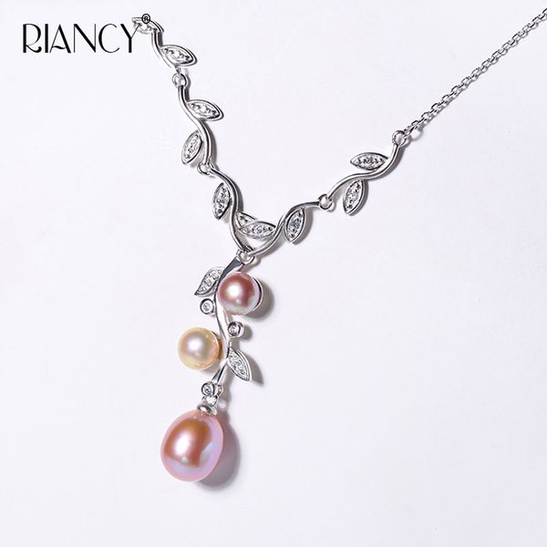 

fashion natural multi-bead freshwater pearl pendant necklace for wedding pearl 925 sterling silver fine jewelry for girlfriend