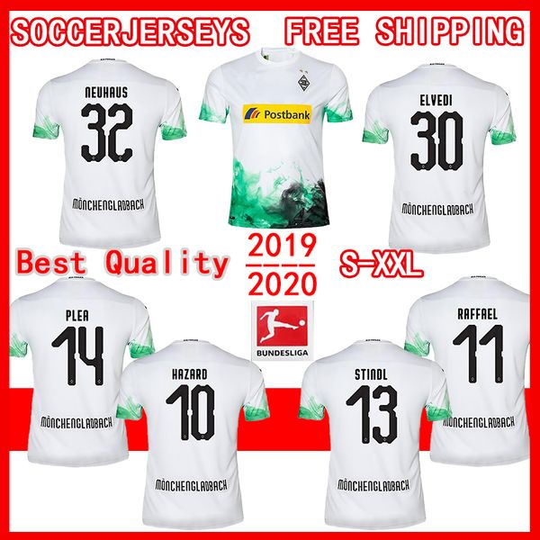 

thailand new 2019 2020 borussia monchengladbach soccer jerseys kit home 19 20 plea stindl raffael hazard drmic ginter football shirts, Black;yellow