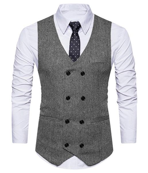 

мужской костюм жилет v шеи елочка slim fit формальное зеленый / черный / коричневый бизнес двубортный жилет groomman для венчания vest, Black;white