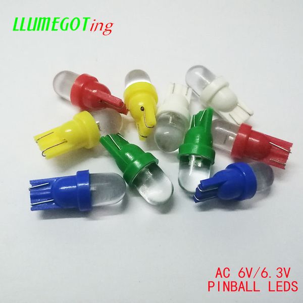 

100pcs 194 t10 #555 wedge bayonet with clear len various color non polarity ac dc 6v 6.3v bally pinball game machine led bulbs
